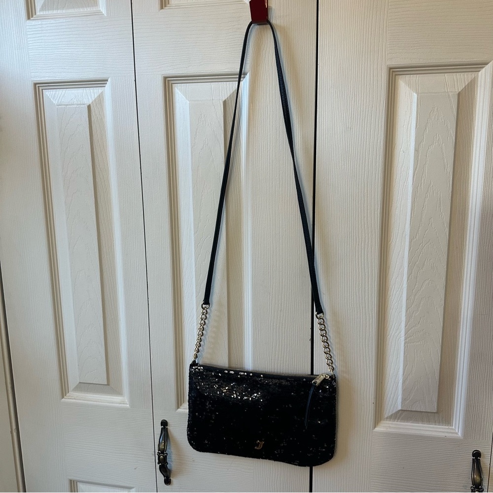 Juicy Couture Y2K Sequins Crossbody Purse Bag Black Gold Chain Shoulder Bag